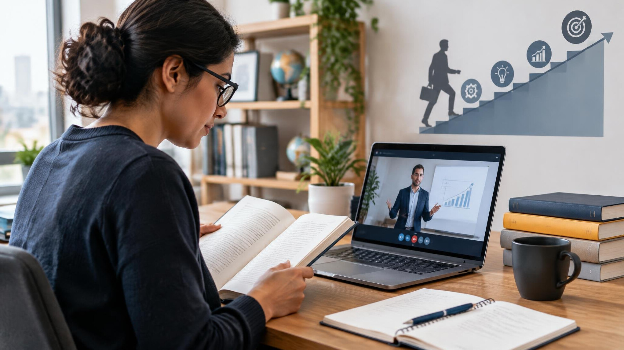 person studying online